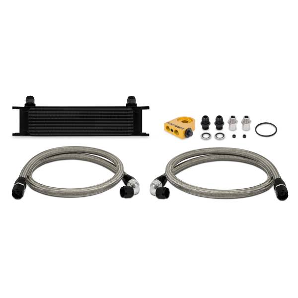 Mishimoto - Mishimoto Universal Thermostatic 10 Row Oil Cooler Kit, Black MMOC-UTBK