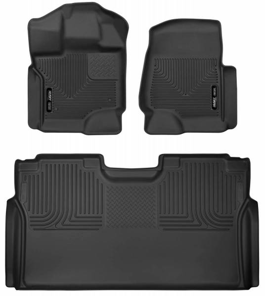 Husky Liners - Husky Liners 15-23 Ford F-150 SuperCrew Cab X-Act Contour Front & 2nd Row Seat Floor Liners - Black - 53498