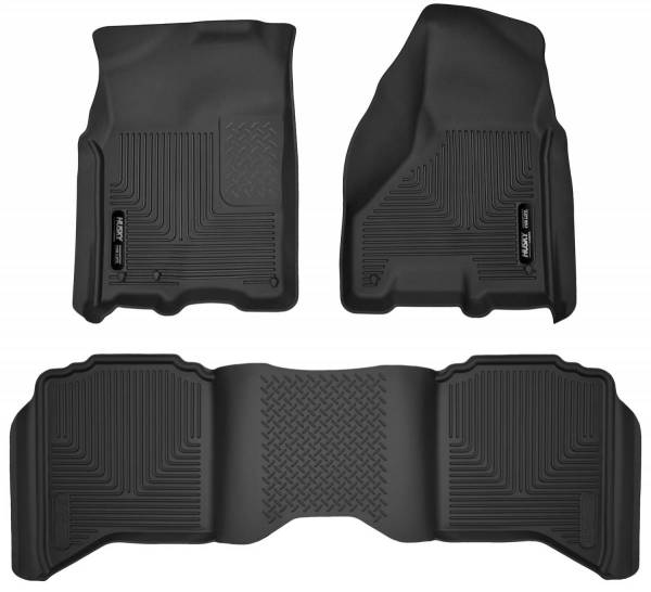 Husky Liners - Husky Liners 09-18 Dodge Ram 1500 Crew Cab X-Act Contour Front & Second Seat Floor Liners - Black - 53608