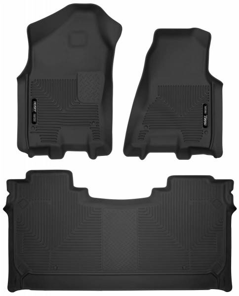 Husky Liners - Husky Liners 19-22 Dodge Ram 1500 Crew Cab X-Act Contour Front & Second Seat Floor Liners - Black - 54608