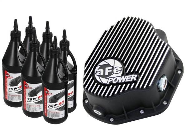 aFe - aFe Power Cover Diff Rear Machined w/ 75W-90 Gear Oil Ford Diesel Trucks 86-11 V8-6.4/6.7L (td) - 46-70032-WL