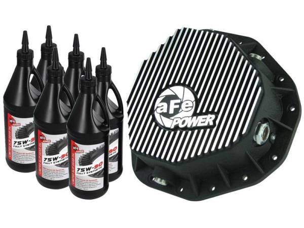 aFe - aFe Power Cover Rear Differential w/ 75W-90 Gear Oil Dodge Diesel Trucks 03-05 L6-5.9L - 46-70092-WL