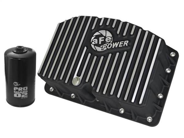 aFe - AFE Pro Series Engine Oil Pan Black w/Machined Fins; 11-16 Ford Powerstroke V8-6.7L (td) - 46-70322