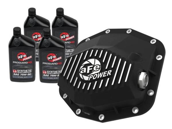 aFe - aFe POWER 21-22 Ram1500 TRX Hemi V8 6.2L PRO Series Rear Diff Cover Black w/Machined Fins & Gear Oil - 46-71281B