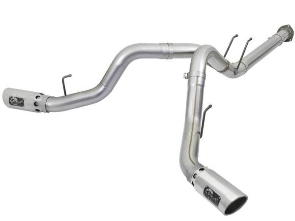 aFe - aFe ATLAS 4in DPF-Back Alum Steel Exhaust System w/Polished Tip 2017 Ford Diesel Trucks V8-6.7L (td) - 49-03092-P