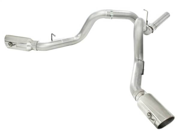 aFe - aFe MACHForce XP Exhaust Aluminized Dual Split DPF Back 11-15 GM Diesel Truck V8-6.6L (td) (pol tip) - 49-04043-P