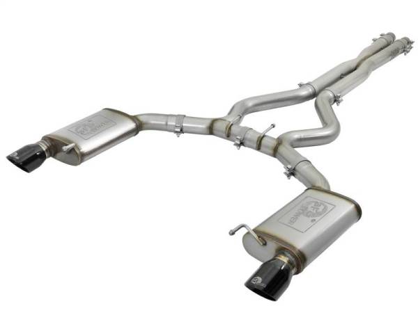 aFe - aFe MACHForce XP 3in 304 SS Cat-Back Exhausts w/ Black Tips 15-17 Ford Mustang GT V8-5.0L/V6-3.7L - 49-33072-1B