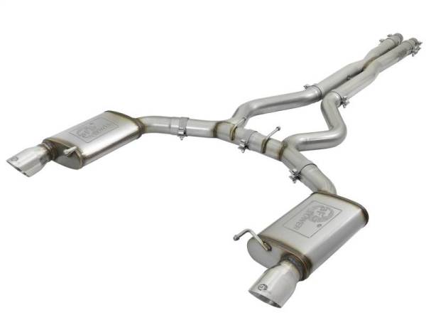 aFe - aFe MACHForce XP 3in 304 SS Cat-Back Exhausts w/ Polished Tips 15-17 Ford Mustang GT V8-5.0L/V6-3.7L - 49-33072-1P