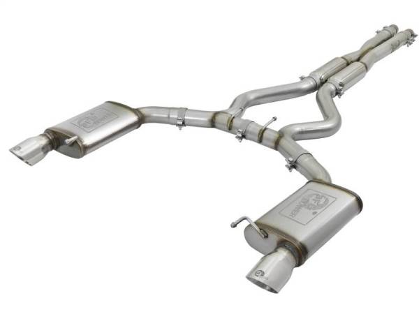 aFe - aFe MACHForce XP 3in Sport Tone Cat-Back Exhausts w/ Polished Tips 15-17 Ford Mustang V6/V8 - 49-33087-P