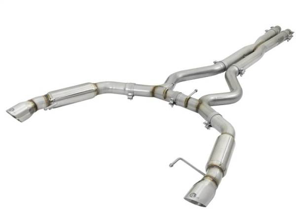 aFe - aFe MACHForce XP 3in Aggressive Toned Cat-Back Exhausts w/ Polished Tips 15-17 Ford Mustang V6/V8 - 49-33088-P