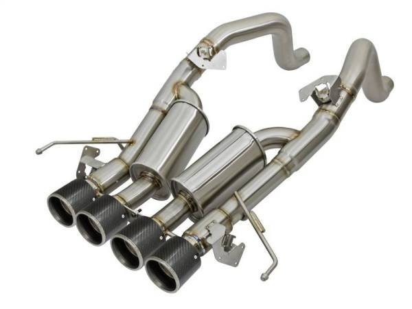 aFe - aFe MACHForce XP 3in -2 1/2in Axle Back SS Exhaust w/Carbon Fiber Tips 14-17 Chevy Corvette V8 6.2L - 49-34056-C