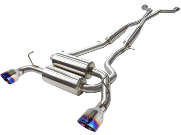 aFe - aFe Takeda 2-1/2in 304SS Cat-Back Exhaust Infiniti G37 08-13/Q60 14-15 V6-3.7 w/ Blue Flame Tips - 49-36103-L