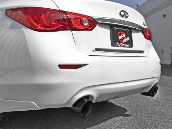 aFe - aFe Takeda 2.5in 304 SS Axle-Back Exhaust w/ Black Tips 16-18 Infiniti Q50 V6-3.0L (tt) - 49-36130NM-B