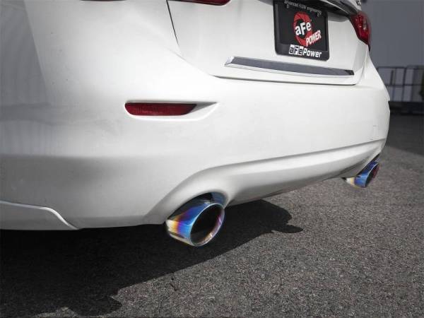 aFe - aFe Takeda 2.5in 304 SS Axle-Back Exhaust w/ Blue Flame Tips 16-18 Infiniti Q50 V6-3.0L (tt) - 49-36130NM-L