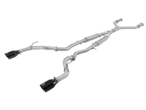 aFe - aFe Takeda 2.5in 304 SS Cat-Back Exhaust System w/ Black Tips 16-18 Infiniti Q50 V6-3.0L (tt) - 49-36132NM-B