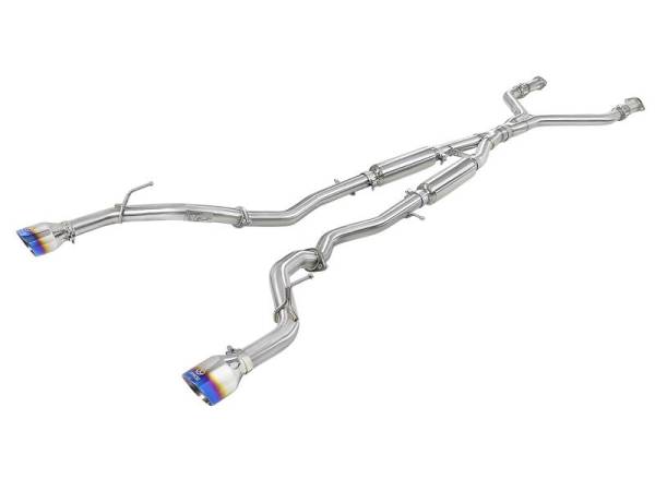 aFe - aFe Takeda 2.5in 304 SS Cat-Back Exhaust System w/ Blue Flame Tips 16-18 Infiniti Q50 V6-3.0L (tt) - 49-36132NM-L