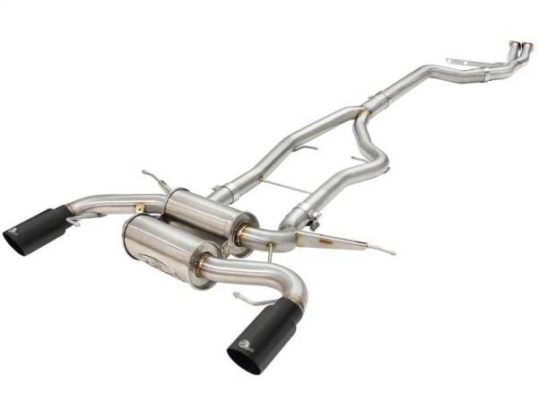 aFe - aFe MACHForce XP SS-304 Black Tip 3.0in-2.5in Dia Cat Back Exhaust 11-13 BMW 335i (E90/E92) 3.0L - 49-36328-B