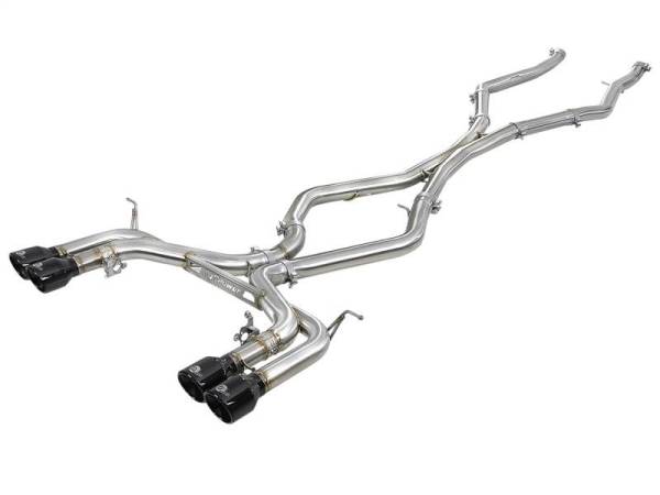 aFe - aFe MACH Force-Xp 3.5in. 304 SS C/B Exhaust w/o Muffler 15-18 BMW X5 M V8-4.4L (tt) - Black Tip - 49-36342-B