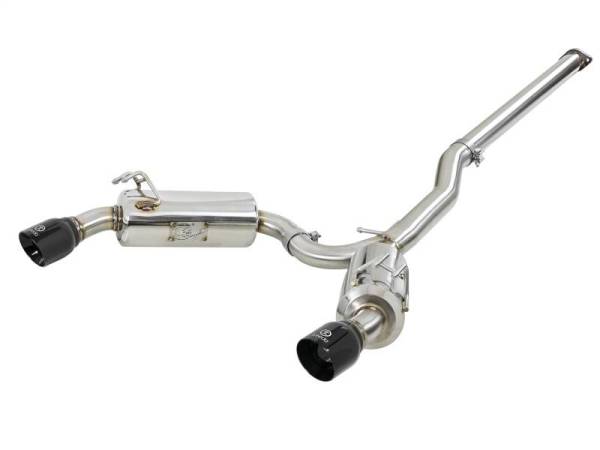 aFe - aFe Takeda 3in. to 2.5in. 304 SS C/B Exhaust 08-15 Mitsubishi Lancer EVO I4-2.0L (t) - Black Tips - 49-36701-B