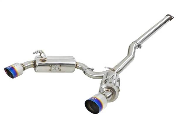 aFe - aFe Takeda 3in. to 2.5in. 304 SS C/B Exhaust 08-15 Mitsubishi EVO I4-2.0L (t) - Blue Flamed Tips - 49-36701-L