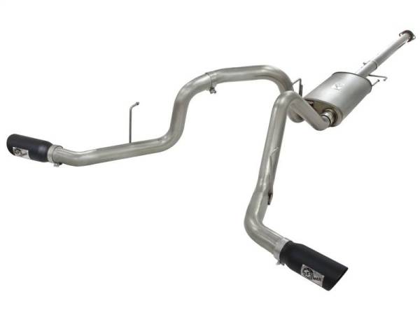 aFe - aFe MACHForce XP Exhaust 3in SS Dual Side Exit CB w/ Black Tips 11-14 Ford F150 EcoBoost V6-3.5L TT - 49-43056-B