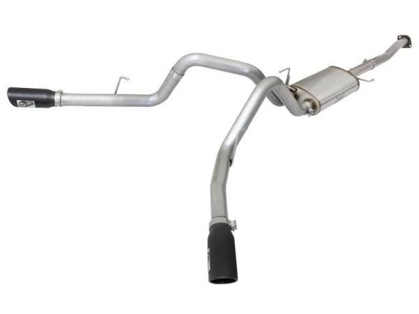 aFe - aFe MACHForce XP Exhaust 3in SS Dual Side Exit CB w/ Black Tips 2015 Ford F150 5.0L V8 CC/SB EC/LB - 49-43074-B