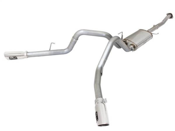 aFe - aFe MACHForce XP Exhaust 3in SS Dual Side Ext CB w/ Polished Tips 2015 Ford F150 5.0L V8 CC/SB EC/LB - 49-43074-P