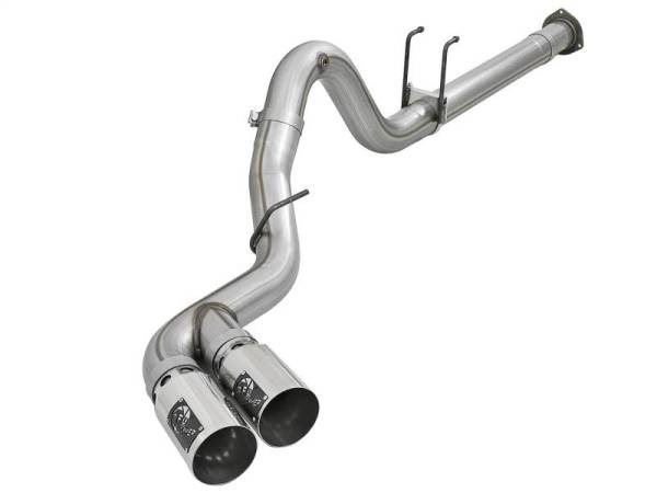 aFe - aFe Rebel XD 4in SS Down-Pipe Back Exhaust w/Dual Polished Tips 17-18 Ford Diesel Trucks V8-6.7L(td) - 49-43102-P