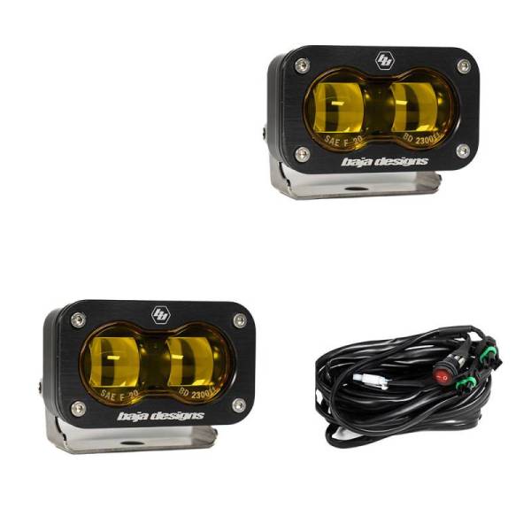 Baja Designs - Baja Designs Universal S2 SAE Spot LED (Pair) - Amber - 237811