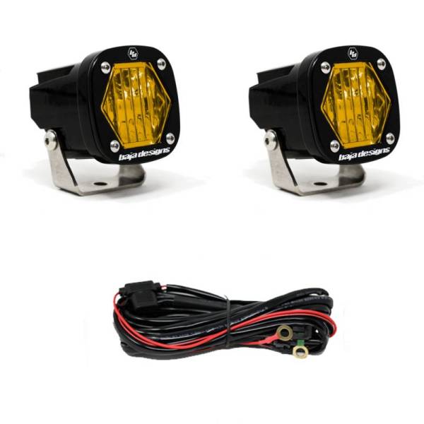 Baja Designs - Baja Designs S1 Amber Wide Cornering LED Light w/ Mounting Bracket Pair - 387815