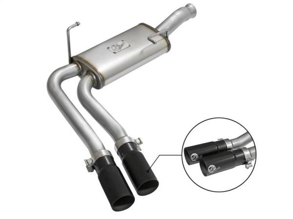 aFe - aFe Rebel Series CB Middle-Side Exit SS Exhaust w/ Black Tips 09-16 GM Silverado/Sierra V6/V8 - 49-44070-B