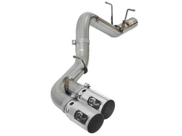 aFe - aFe Victory Series 4in 409-SS DPF-Back Exhaust w/ Dual Polished Tips 2017 GM Duramax V8-6.6L(td) L5P - 49-44089-P