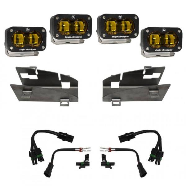 Baja Designs - Baja Designs 19-22 Dodge RAM 1500 Rebel / 21-22 1500 TRX S2 SAE Dual Fog Pocket Light Kit - Amber - 448169