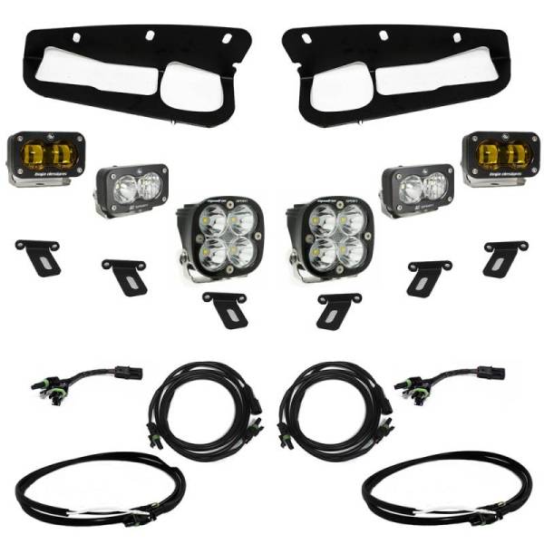 Baja Designs - Baja Designs 21-22 Ford Bronco w/Steel Bumper S2 SAE Sportsmen Fog Pkt Light Kit w/Upfitter - Amber - 448178UP