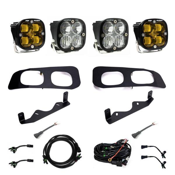 Baja Designs - Baja Designs 2023+ Ford F250/F350 Super Duty Squadron SAE/Pro Fog Pocket Kit - Amber Toggle - 448228