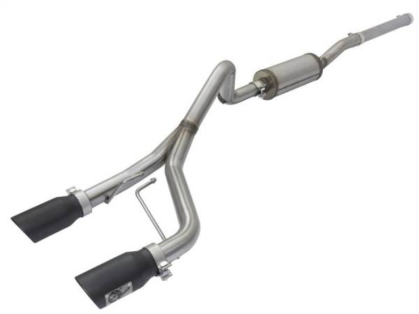 aFe - aFe Rebel Series CB 2.5in Dual Center Exit SS Exhaust w/ Black Tips 07-15 Jeep Wrangler 3.6L/3.8L V6 - 49-48056-B