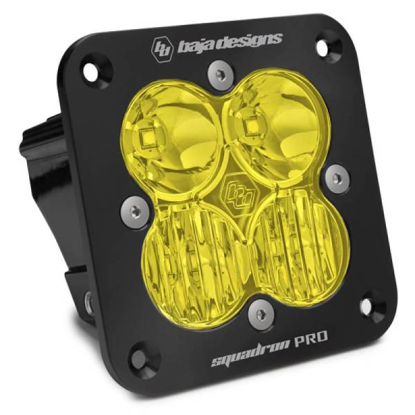 Baja Designs - Baja Designs Squadron Pro Flush Mount Black Driving/Combo Pattern LED Light Pod - Amber - 491013