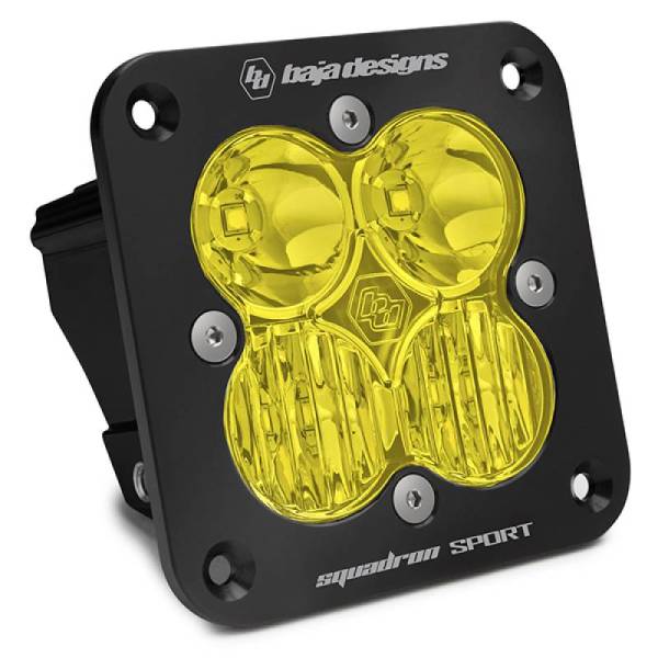 Baja Designs - Baja Designs Squadron Sport Driving/Combo Pattern Flush Mount Black LED Light Pod - Amber - 551013