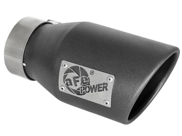 aFe - aFe MACH Force-Xp 3in 304 SS Metallic Black Exhaust Tip 3in In x 4-1/2in Out x 9in L Clamp-On Right - 49T30451-B091