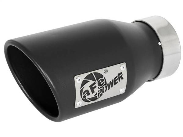 aFe - aFe MACH Force-Xp 409 SS Exhaust Tip Black (Left Side) 3in In x 4-1/2in Out x 9in L Clamp-On - 49T30452-B09