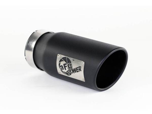 aFe - aFe Power Diesel Exhaust Tip Black- 4 in In x 5 out X 12 in Long Bolt On (Right) - 49T40501-B12