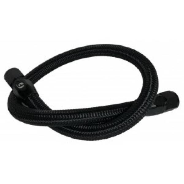 Fleece Performance - Fleece Performance 94-98 Dodge Cummins 39.5in 12 Valve Coolant Bypass Hose (BLK - Braided) - FPE-CLNTBYPS-HS-12V-BLK