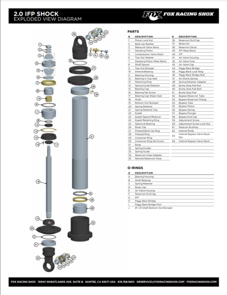 Fox - Fox B/O Dia. .875 Shaft .600 Tlg 80A Nbr Rubber - 008-02-002-A