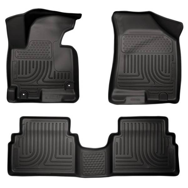 Husky Liners - Husky Liners 2014 Kia Sportage w/Retain Hooks WeatherBeater Combo Front & 2nd Row Black Floor Liners - 99821