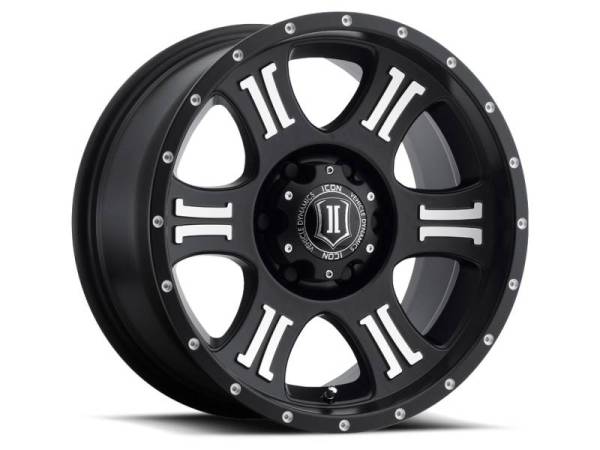 ICON - ICON Shield 17x8.5 6x135 6mm Offset 5in BS 87.1mm Bore Satin Black/Machined Wheel - 1017856350MB