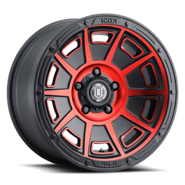 ICON - ICON Victory 17x8.5 6x135 6mm Offset 5in BS Satin Black w/Red Tint Wheel - 3017856350SBRT