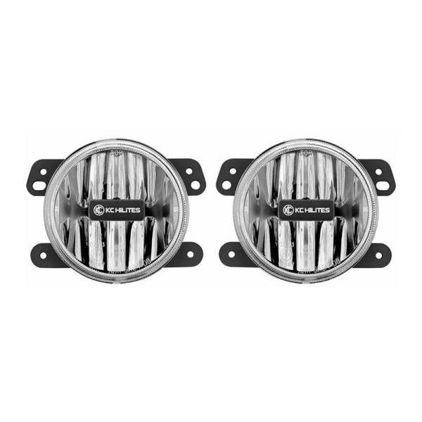 KC HiLites - KC HiLiTES 10-18 Jeep JK 4in. Gravity G4 LED Light 10w SAE/ECE Clear Fog Beam (Pair Pack System) - 497