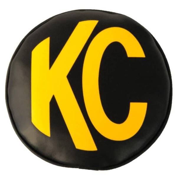 KC HiLites - KC HiLiTES 8in. Round Soft Cover (Pair) - Black w/Yellow KC Logo - 5802