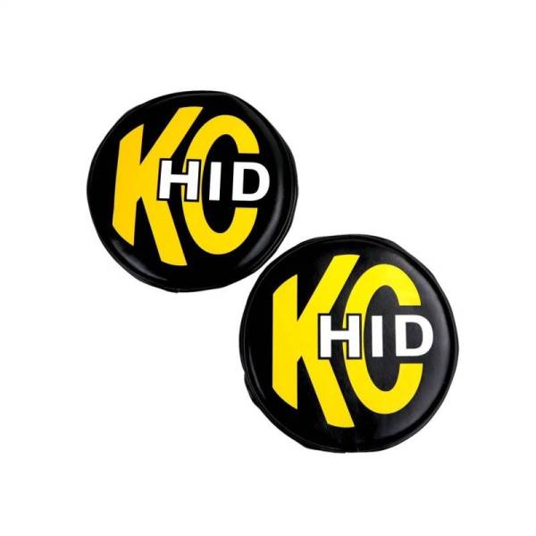 KC HiLites - KC HiLiTES 8in. Round Soft Cover HID (Pair) - Black w/Yellow Brushed KC Logo - 5818