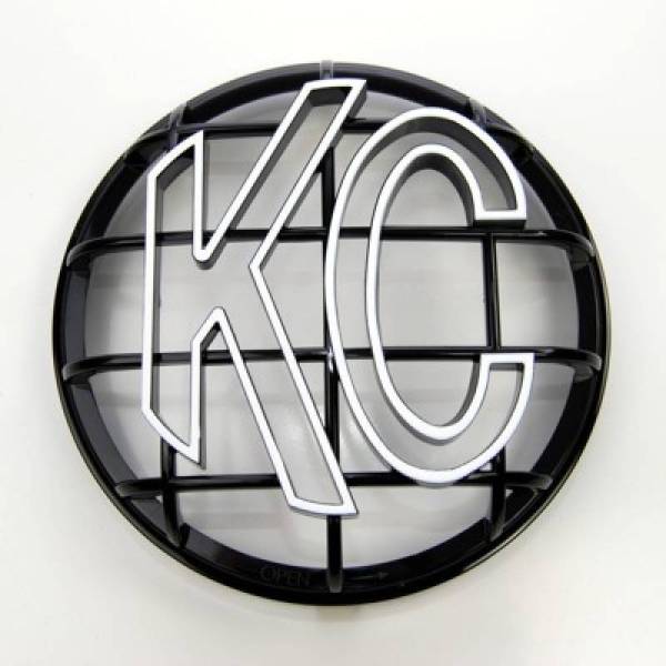 KC HiLites - KC HiLiTES 6in. Round ABS Stone Guard for Apollo Lights (Single) - Black w/White KC Logo - 7216